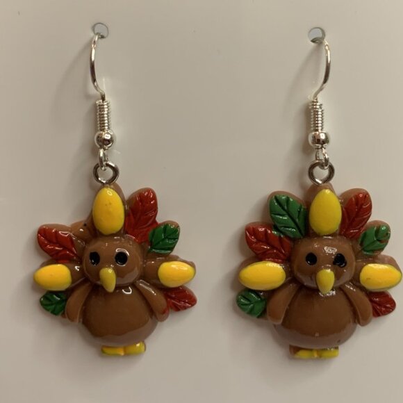 Turkey Earring, Fall Earring, Thanksgiving Earring, Holiday Earring, Gift Idea - Picture 7 of 9